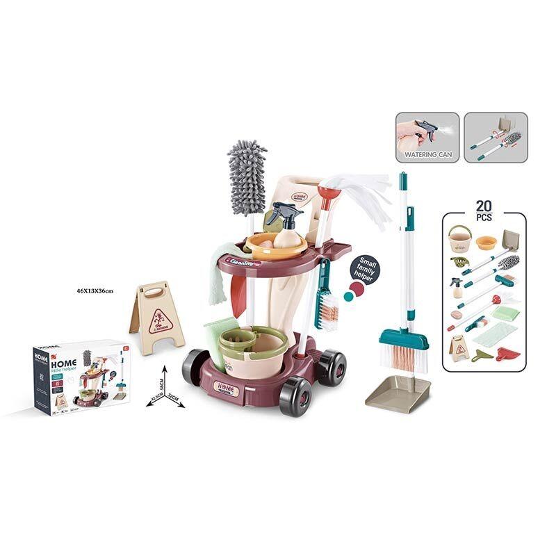 Набір для прибирання (20 предметів, візок, віник, швабра) 667-57, фото 1