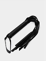 Кожаная плетка кнут для ролевых игр хлыст из эко кожи бдсм атрибутика для пар длинный 44 см унисекс черный