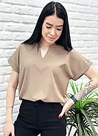 Літня вільна жіноча блуза колір капучино