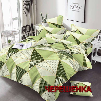 Тканина для постільної білизни Бязь "Gold" Lux GL3546green (50м) геометрія зелена, фото 1
