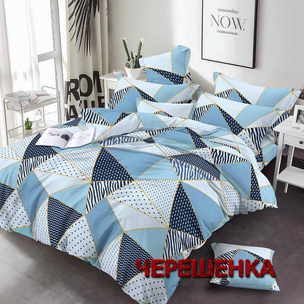 Тканина для постільної білизни Бязь "Gold" Lux GL3546blue (50м) геометрія блакитна, фото 1