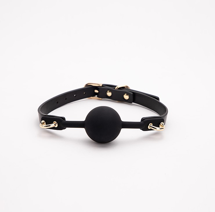 М'який силіконовий кляп кулька для рота БДСМ іграшка, Чорний, фото 1