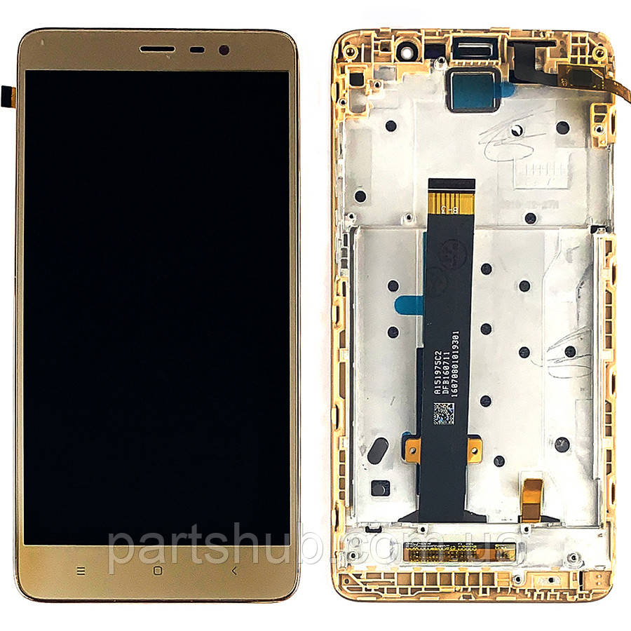 Дисплей Xiaomi Redmi Note 3/Pro з тачскріном золотистий з передньою панеллю НЕ підходить для PRO+, фото 1