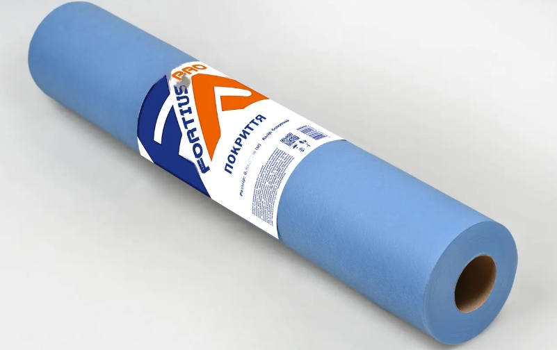 Простирадла одноразові 0.8х500 м у рулоні, спанбонд, Fortius Pro. Колір: синій