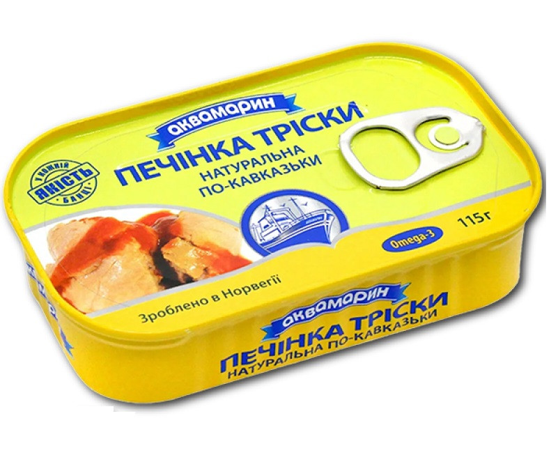 Печінка Тріски в Томатному Соусі Аквамарин Натуральна По-кавказьки 115 г Норвегія