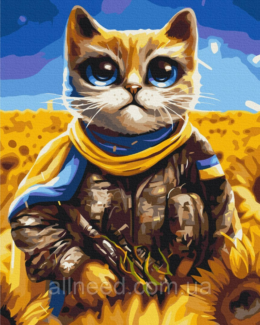 Картина за номерами Котик Герой© Маріанна Пащук