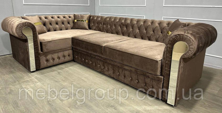 Кутовий диван Честерфілд із дзеркальними вставками 305х190х85, фото 1