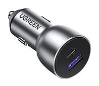 Автомобильное зарядное устройство Ugreen CD213 USB Type-C PD 3.0 + USB QC 3.0 52.5W (30+22.5) Серый