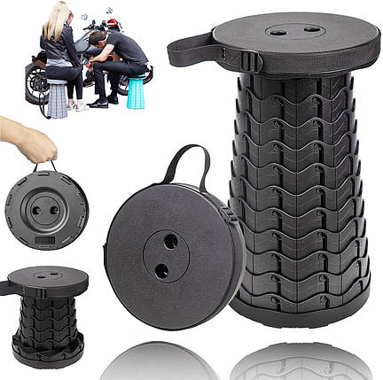 Телескопічний стілець для кемпінгу круглий Telescopic stool, фото 1