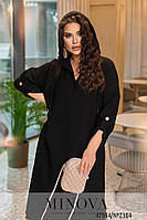 Стильне чорне плаття із жатого льону з довгими рукавами та капюшоном, великих розмірів від 46 до 68