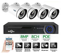 Комплект видеонаблюдения 4K Hiseeu POEKIT-4HB918 POE камеры 8MP двойная подсветка, двойное аудио