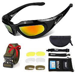 Окуляри тактичні 4 комплекти лінз + Подарунок Тактичний ремінь Tactical Belt 145 см / Сонцезахисні окуляри