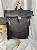 Спортивный черный женский рюкзак городской из текстиля и кожзам.