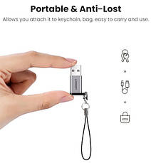 Адаптер Ugreen US276 USB3.0 to Type-C з карабіном Space Grey Сірий, фото 5