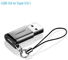 Адаптер Ugreen US276 USB3.0 to Type-C з карабіном Space Grey Сірий, фото 6