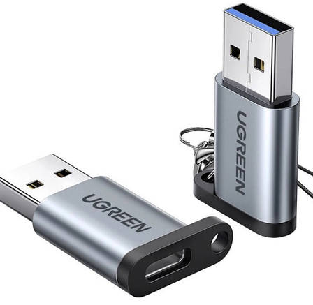 Адаптер Ugreen US276 USB3.0 to Type-C з карабіном Space Grey Сірий, фото 1