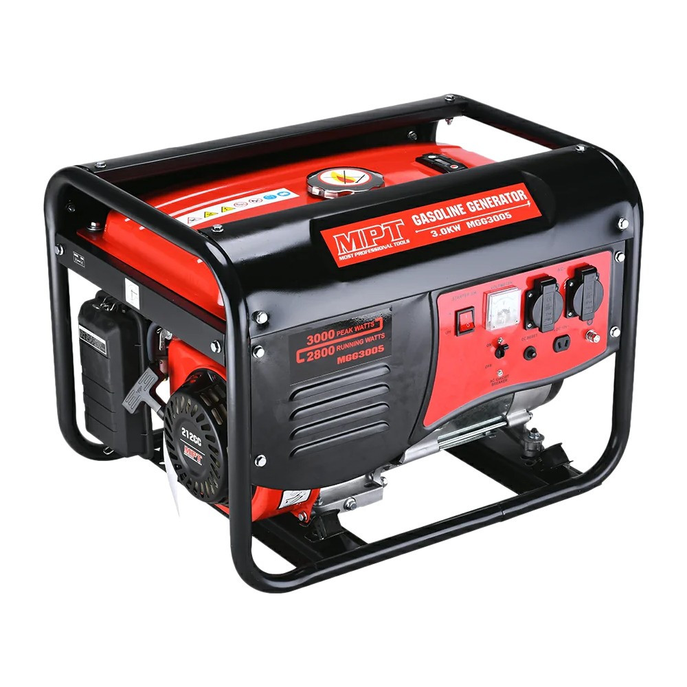 Генератор бензиновий MPT 3.0 кВт 212 см3 повітряне охолодження ручний стартер бак 15 л MGG3005, фото 1