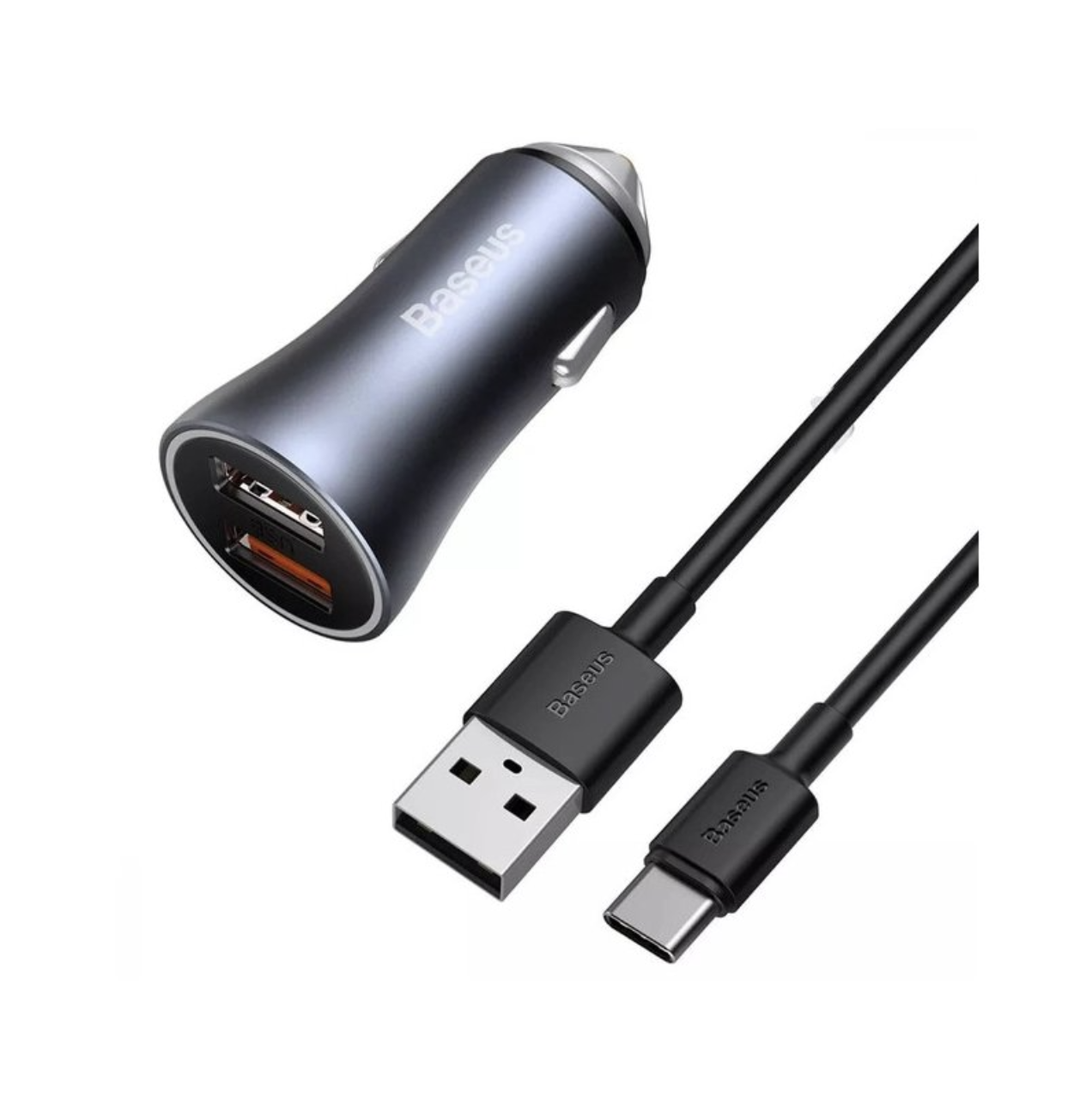 Автомобільний зарядний пристрій Baseus Golden Contactor Pro 40W 2USB + Cable Type-C 5A Dark Grey, фото 1
