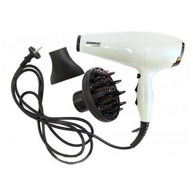 Профессиональный фен для сушки волос GEMEI GM-105 2.4кВт АС, электрический фен с насадками для сушки волос - фото 2 - id-p1862673217