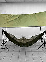 Гамак с москитной сеткой и тентом камуфляж , полевой подвесной гамак с парашютной ткани
