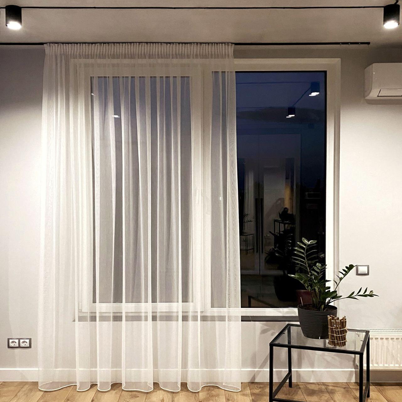 Тюль на тасьмі бамбук, ширина-450 см. висота-250 см. 1 шт. Тепло-білий, Туреччина, фото 1