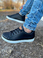 Стильные повседневные летние мужские кроссовки черные на белой подошве, мужские классические кроссовки низкие