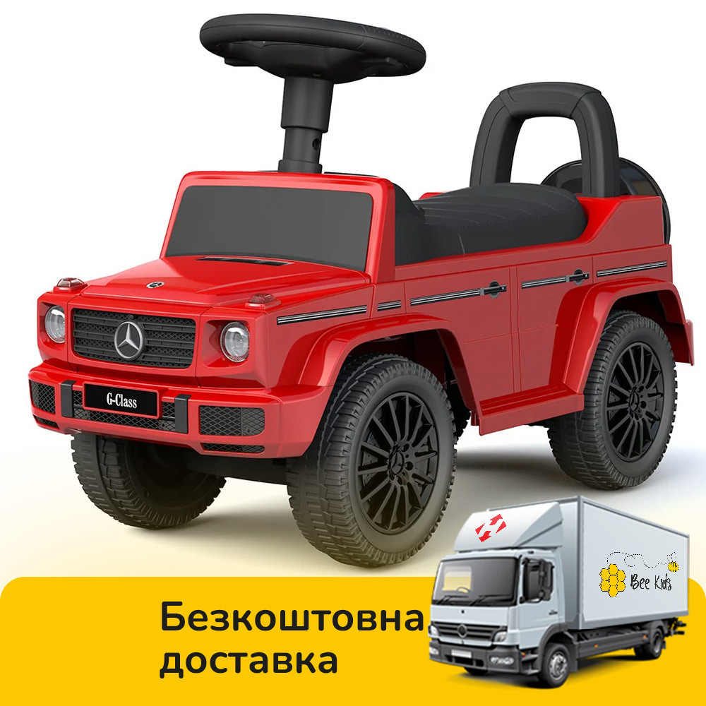 Дитяча каталка-толокар Mercedes (машинка, музика, на батарейці) Джип Bambi 652-3 Червоний, фото 1