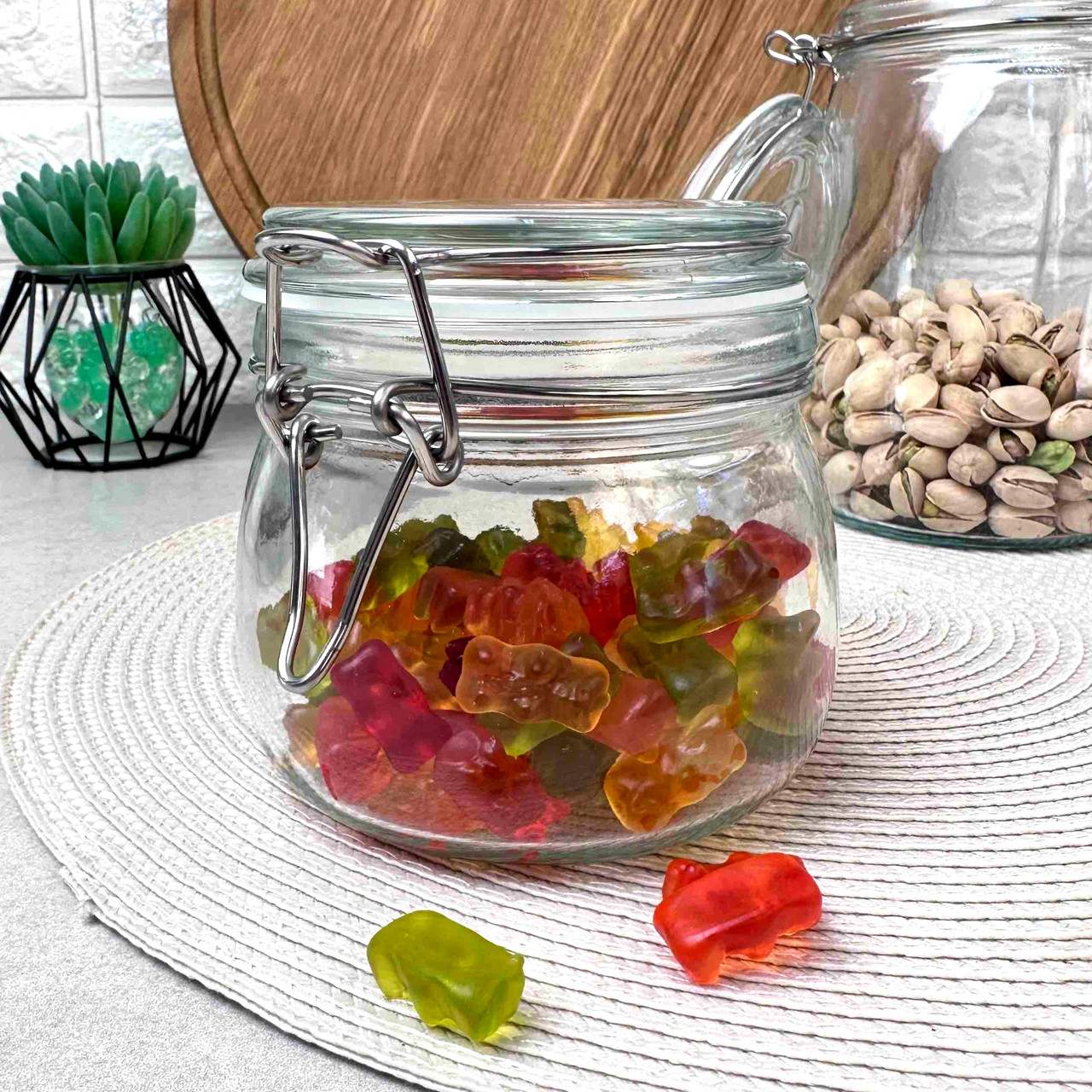 Банка скляна з бугельним замком для меду 460 мл