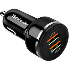 Автомобільний зарядний пристрій DEFENDER (83832)UCA-80 чорний, 2xUSB, QC3.0, 36W