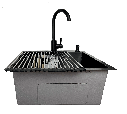 Мийка кухона Lidz 50*50 (см) у чорному PVD + килимок + дозатор + змішувач, фото 2