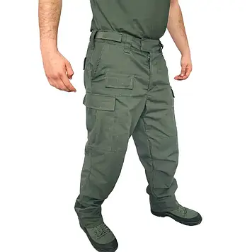 Штани військові зсу Ripstop тактичні польові посилені оливкові GRAD GEAR BDU rev 1.0 Olive L