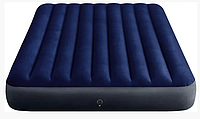 Надувной велюровый матрас intex 64765, двухместный велюровый надувной матрас с насосом и подушками для отдыха