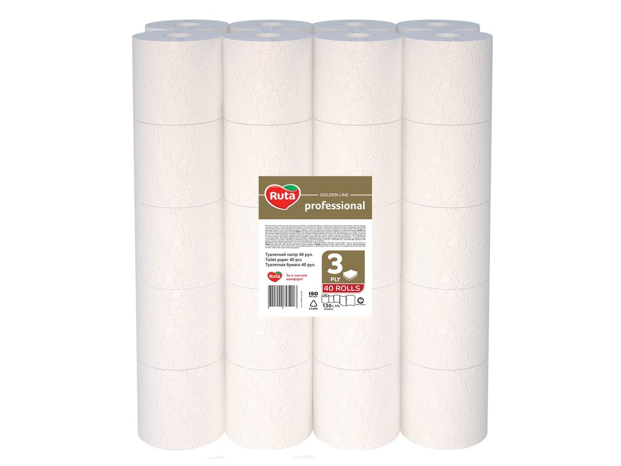Тп на гільзі білий 3-х шар. "Ruta" Professional 40 рул./уп