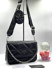 Жіноча сумка Prada, 2 в 1, тканинний ремінь, гаманець, 25*17*9см, 931087, фото 3