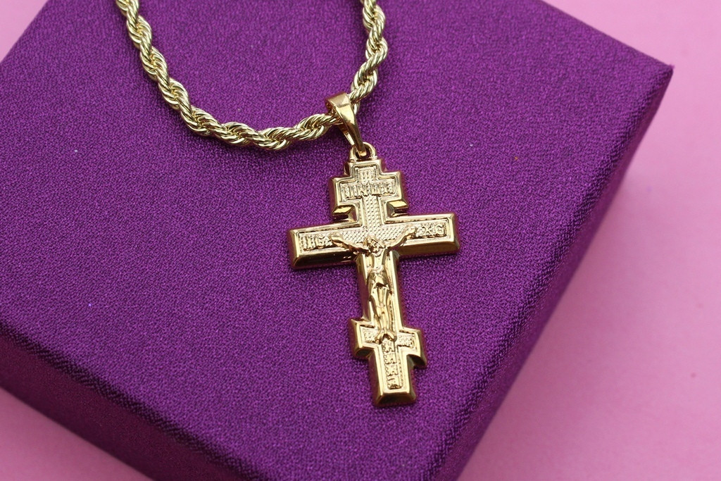 Хрестик Xuping Jewelry православний з монограмою 3,2 см золотистий