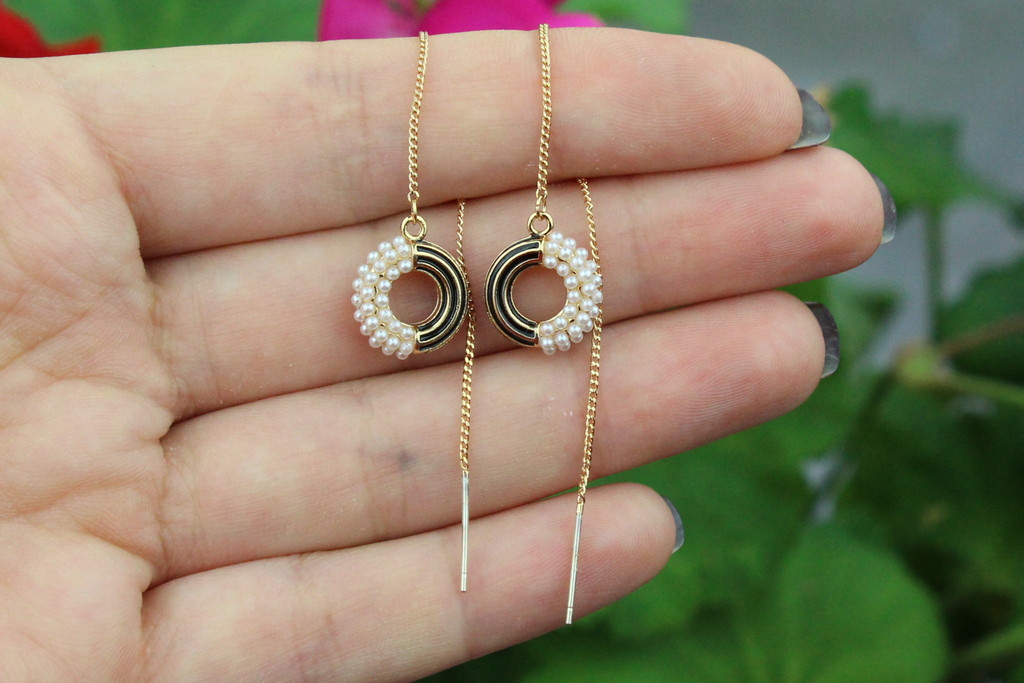Сережки протяжки Xuping Jewelry бублики 10 см золотисті