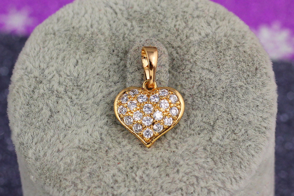 Кулон Xuping Jewelry серце з дрібними фіанітами 1,4 см золотистий