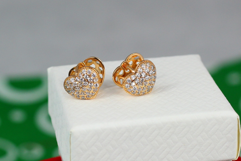 Сережки Xuping Jewerly сердечко подвійне 9 мм золотисті