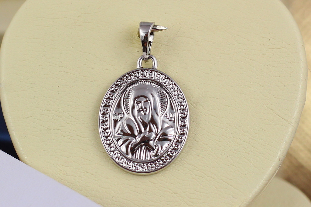 Ладанка Xuping Jewelry овальна ажурний кант Ісус молиться 2 см срібляста