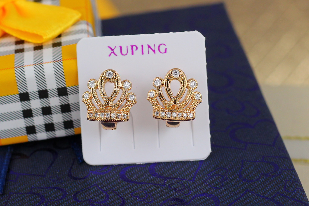 Сережки Xuping Jewelry корони 1 см золотисті
