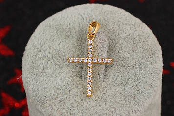 Хрестик Xuping Jewelry з фіанітами 2.5 см золотистий