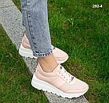 Кросівки жіночі білі шкіряні літні перфоровані рожеві Натуральна шкіра перфорація Розміри 36 38 39 40 41, фото 2