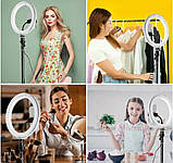 Кільцева LED лампа 3D RGB 26 см кольорова двостороння зі штативом 2 м Селфі кільце для блогерів від USB, фото 10