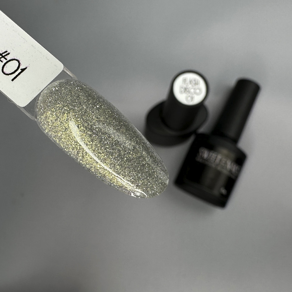 Гель лак для нігтів світловідбивний срібний хамелеон Sweet Nails Flash Disco №1 8 мл