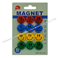 Магнит для металлической доски DSCN1571 (цена за упаковку 12 штук, смайлик 2 см.)