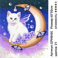 Картина для раскрашивания по номерам в коробке EPH9390 (50*40 см., Кошка на луне)