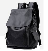 Великий чоловічий міський рюкзак із натуральної шкіри, шкіряний портфель чорний для чоловіків Відмінна якість