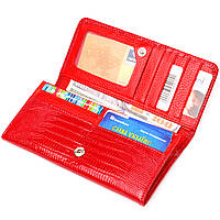 Лакированный кошелек для женщин из натуральной фактурной кожи CANPELLINI 21609 Красный Отличное качество