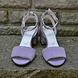 Шкіряні босоніжки на підборах, фото 4