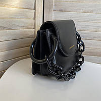Стильная женская мини сумочка клатч с цепочкой модная и оригинальная сумка через плечо цепь Черный Отличное
